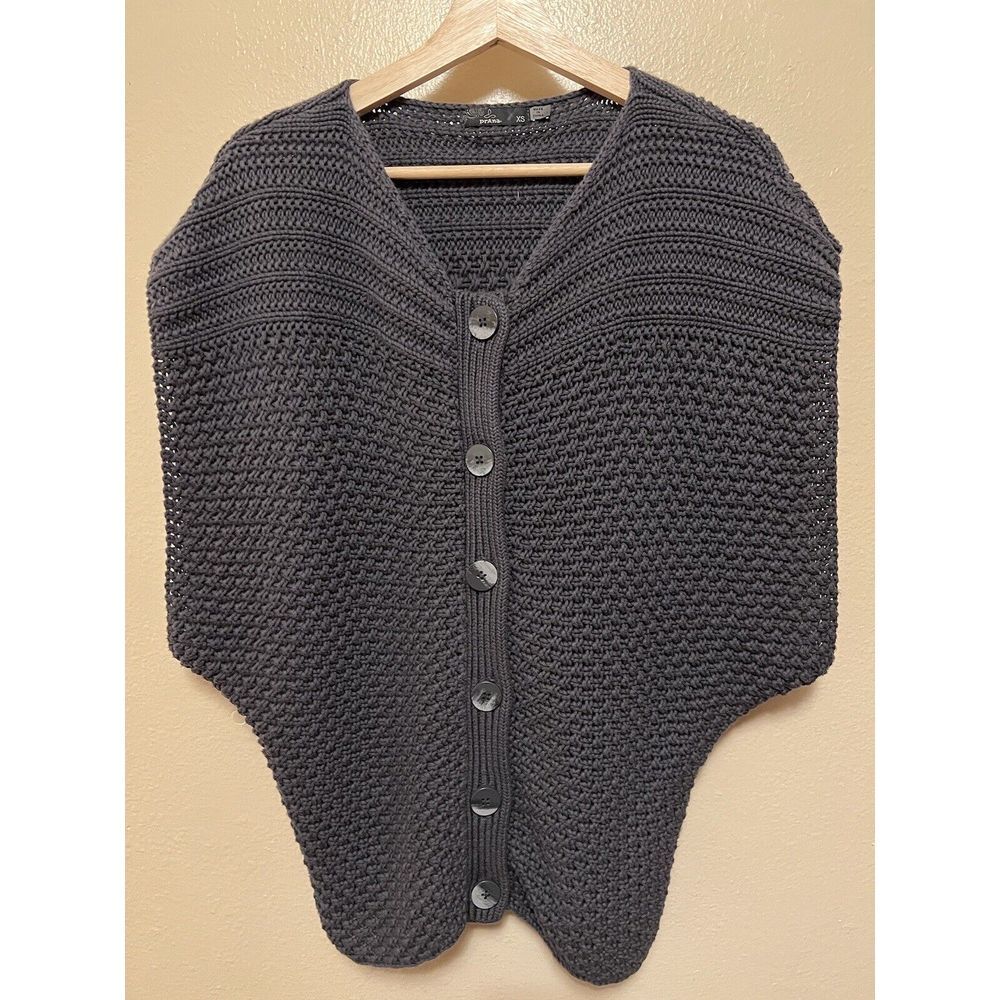 Prana Gray Cardigan Sweater Vest Women's‎ Estee Size Small Sleeveless Boxy